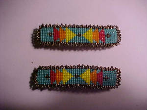 Native American beaded Barrettes and Hair Ties